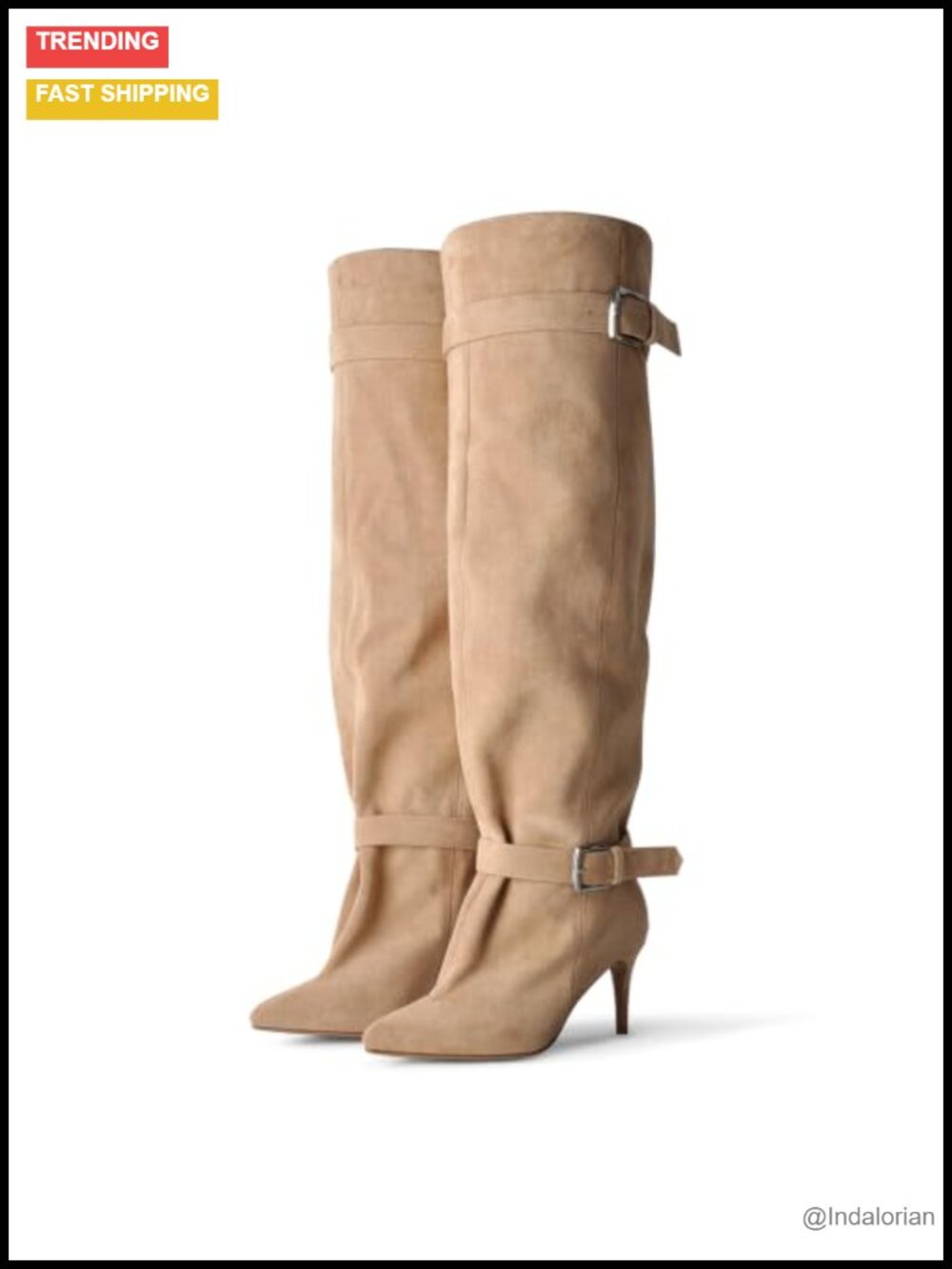 MissHeel Women's Slouchy Over-the-Knee Boots Kitten Heel Pointed Toe